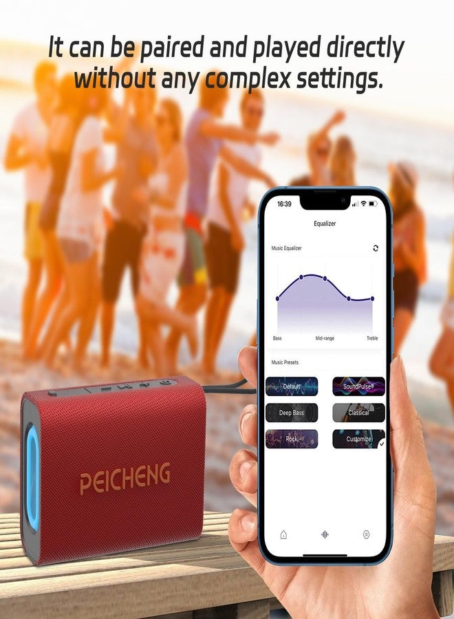PEICHENG Speaker, Portable Wireless Bluetooth Speakers, Waterproof Loud Stereo Sound with RGB Lights TWS Long Playtime for Home/Party/Outdoor, Electronic Gadgets(1PCS, Red) - Image 4