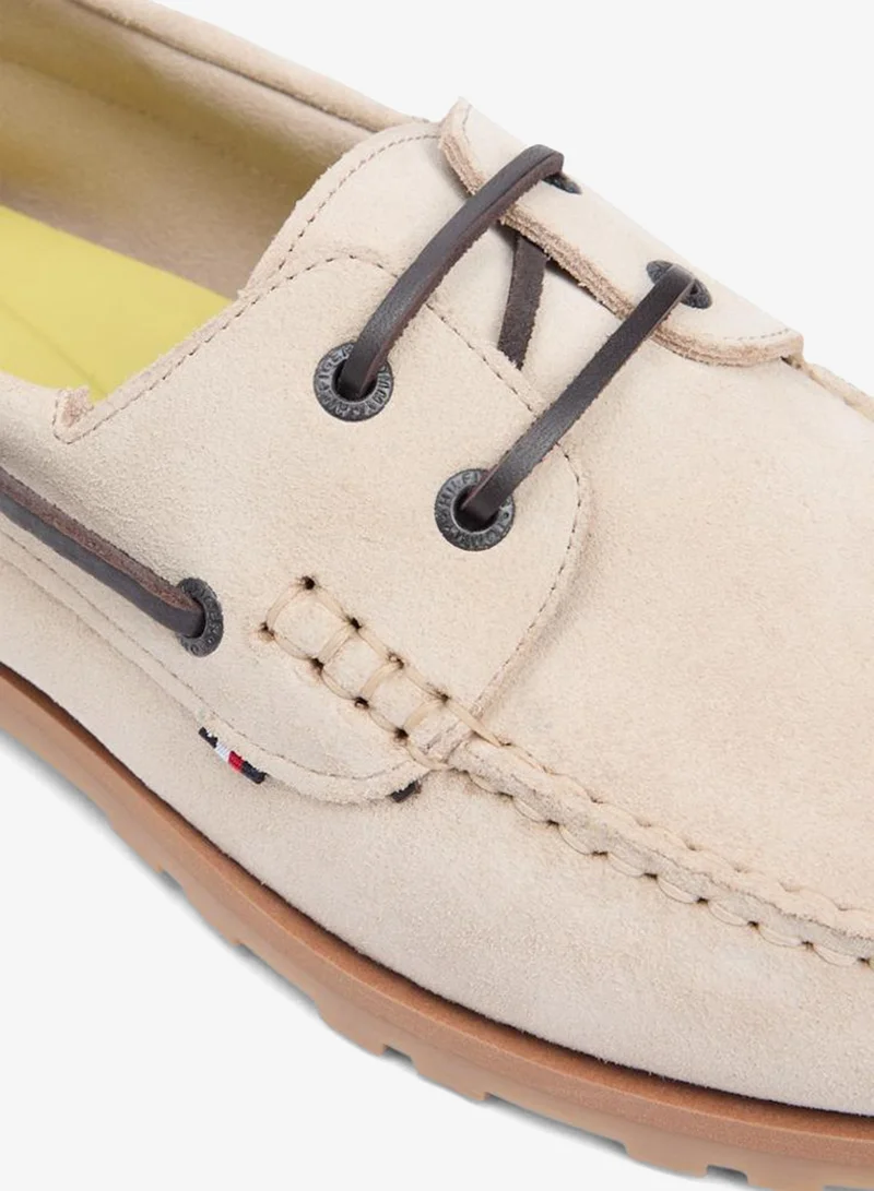 Tommy Hilfiger Classic Beige Suede Cleat Lightweight Boat Shoes for Men | Best Price UAE