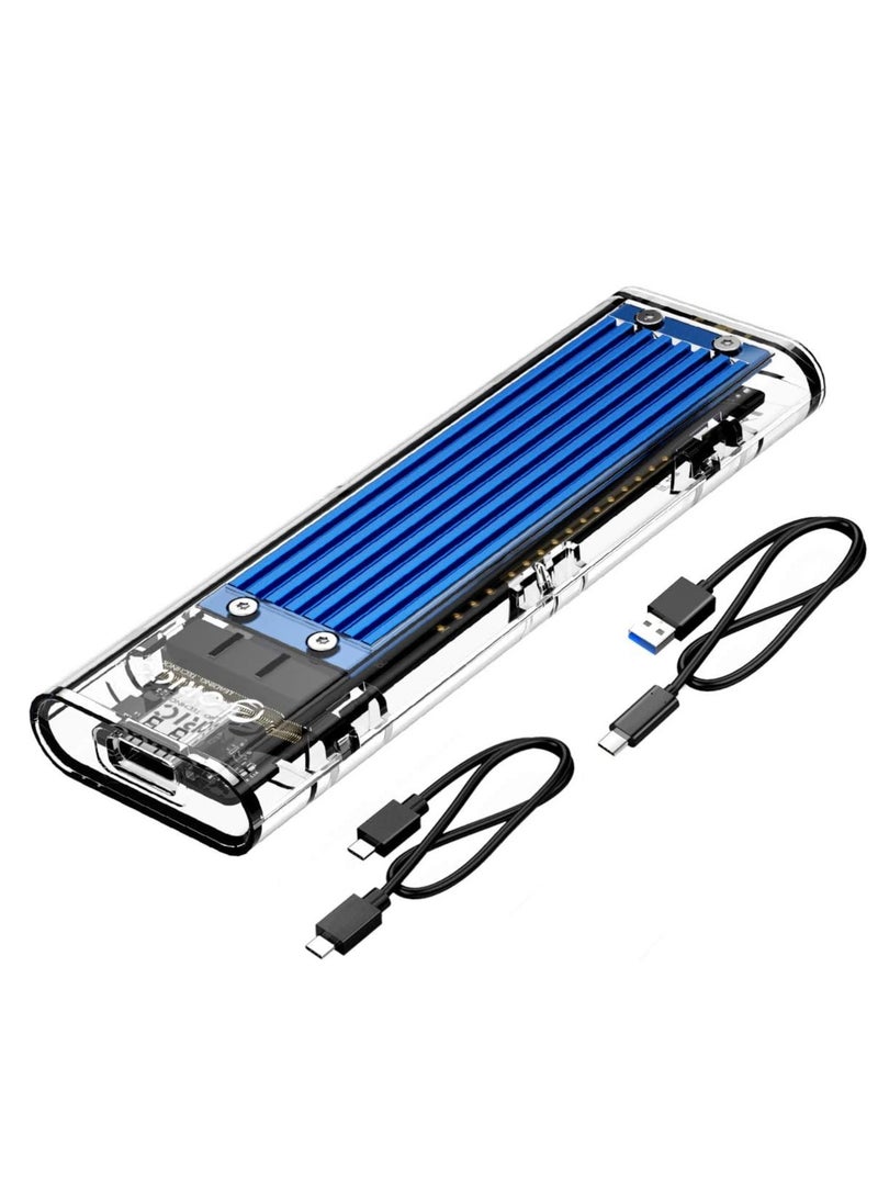 ماركة غير محددة - حاوية SSD من نوع M.2 NVMe/SATA بدون أدوات، USB 3.1 من نوع C بسرعة 10Gbps – تدعم أقراص SSD M-Key وB+M Key بقياسات 2230/2242/2260/2280 حتى 2 تيرابايت – باللون الأزرق – موديل TCM2MA - Image 1
