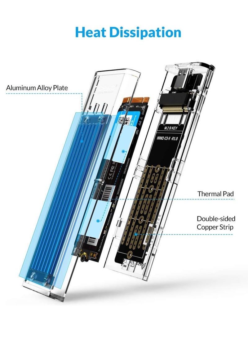ماركة غير محددة - حاوية SSD من نوع M.2 NVMe/SATA بدون أدوات، USB 3.1 من نوع C بسرعة 10Gbps – تدعم أقراص SSD M-Key وB+M Key بقياسات 2230/2242/2260/2280 حتى 2 تيرابايت – باللون الأزرق – موديل TCM2MA - Image 1