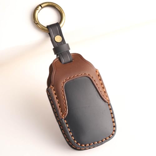 Keyzone Dual Leather Key Cover for Toyota Fortuner, Legender, Land Cruiser, Innova HyCross 3 Button Smart Key (Black-Brown) - Image 5