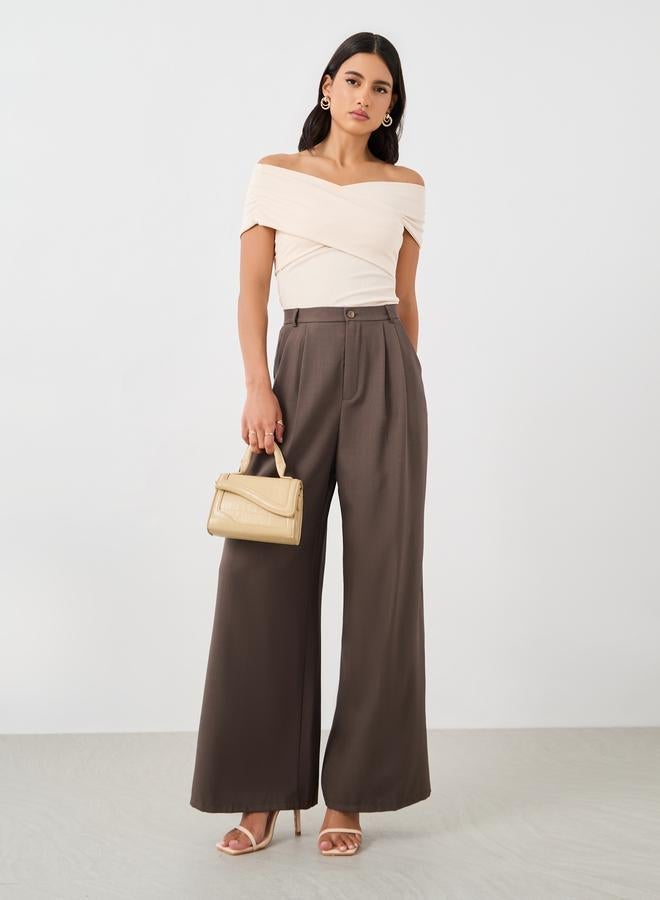 Styli Solid Ribbed Off-Shoulder Knit Top - Image 2