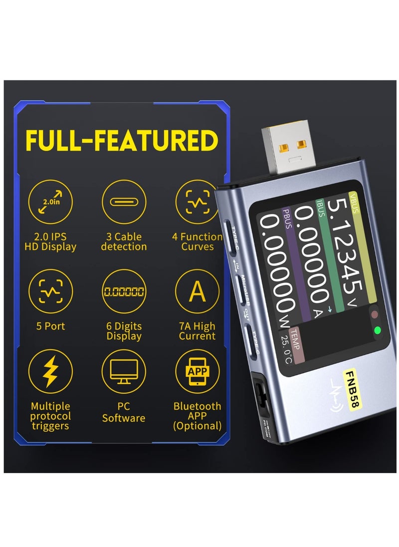 SYOSI - USB C Tester 4-28V 7A LCD A&C Voltage Current Power Multimeter with Bluetooth, Fast Charge Detection Trigger Capacity Ripple Measurement PD2.0 PD3.0 QC2.0 QC3.0 - Image 1