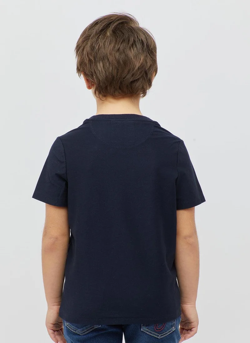 One Friday One Friday Boys Printed Navy Blue T-shirt
