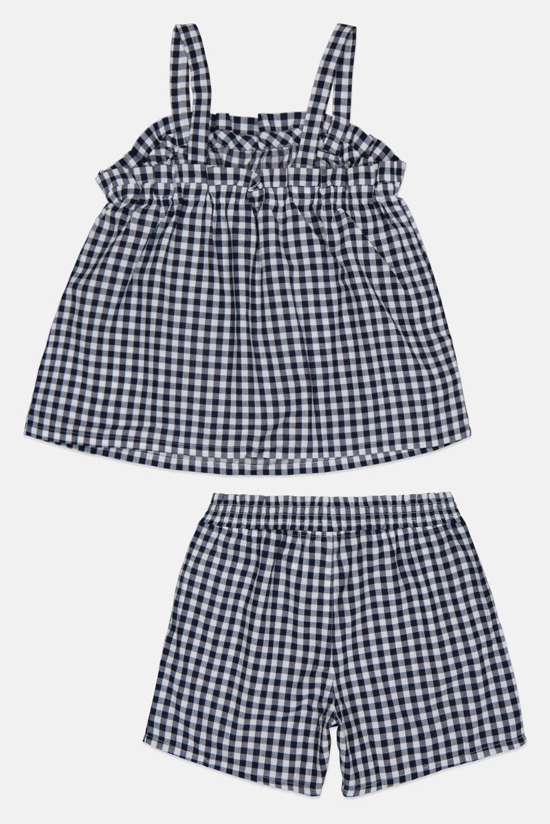 GAP Kids Girl 2 Pieces Checkered Top And Shorts Sleepwear Set, Multicolor - Image 3