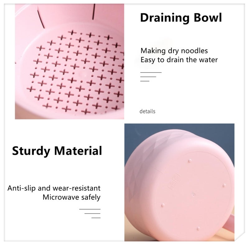 Layron Ramen Cooker Ramen Bowl Set with Chopsticks Microwave Noodle Bowl College Dorm Room Essentials for Girls for Boys Apartment Essentials (pink) - Image 4