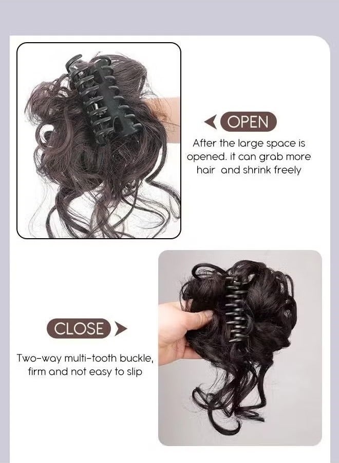 Generic Messy Curly Hair Bun Extensions, Wavy Synthetic Chignon with High Elastic Claw, Hair Accessories Donut Roller Bun Wig for Women Updo Scrunchies, Brown - Image 4