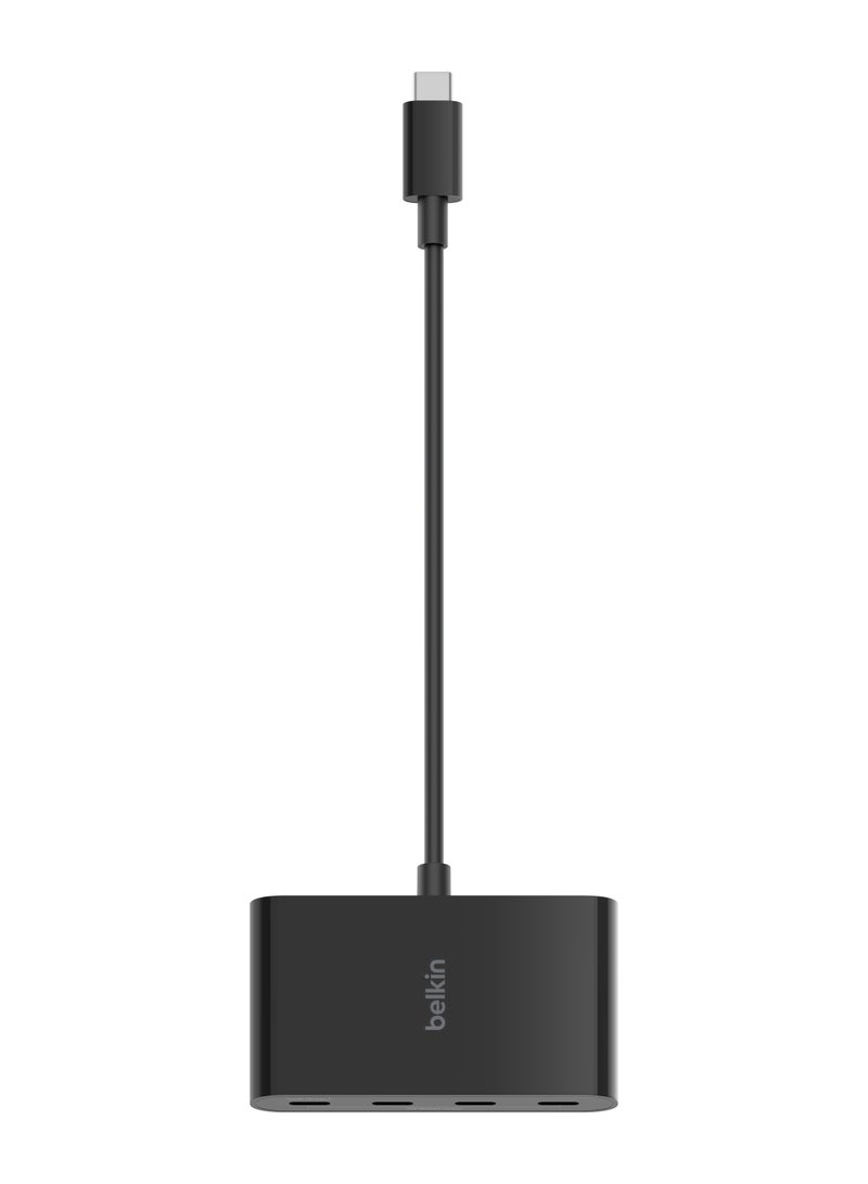 belkin USB-C to 4-Port USB-C Hub - USB-C Portable Adapter And Extender To 4x USB-C Ports, 100W PD 10GBPS Transfer Speed, Great For Multiple Devices, For MacBook, iPad, Chromebook, PC - Black - Image 1
