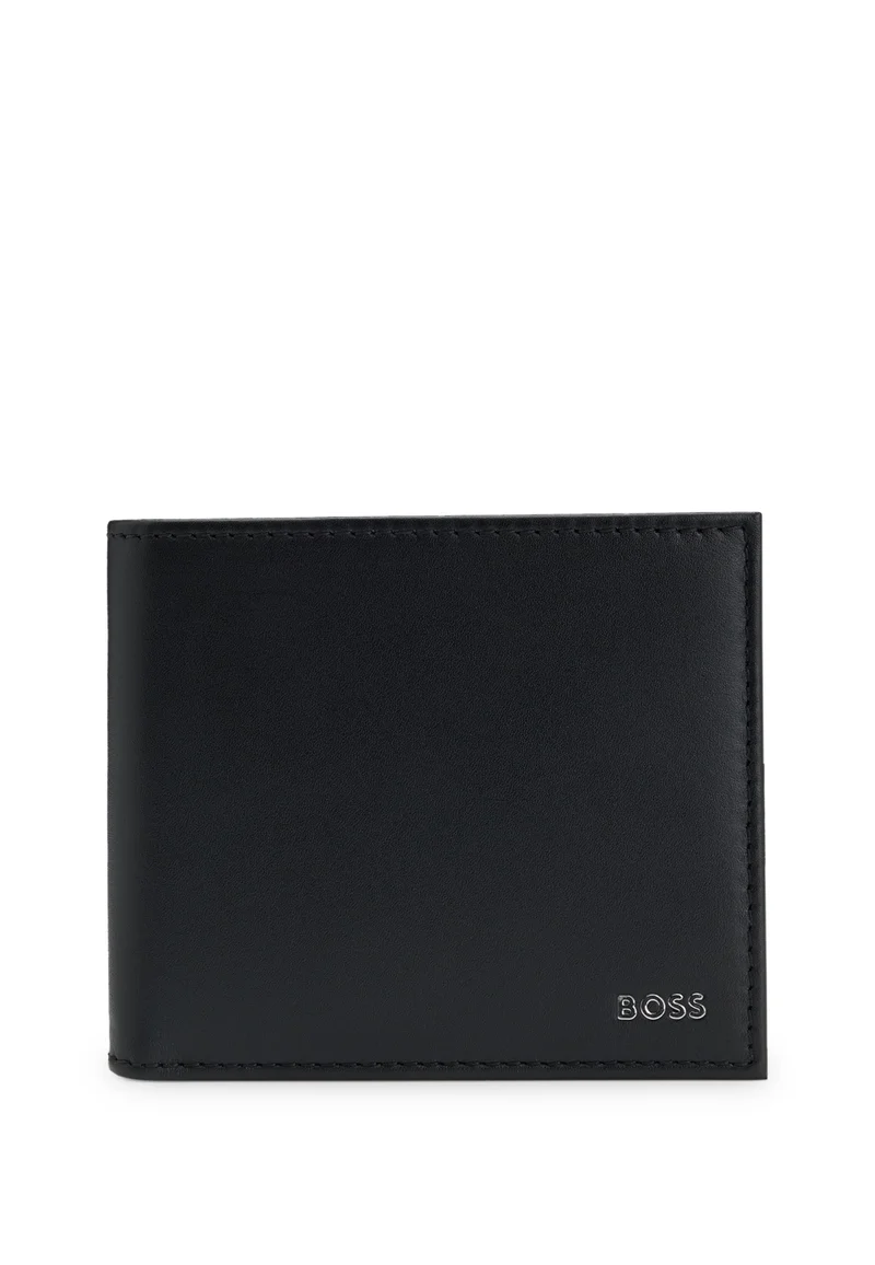 بوس Leather wallet with logo lettering