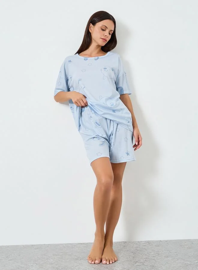 ستايلي Printed Tee&Shorts Pajama Short Sets