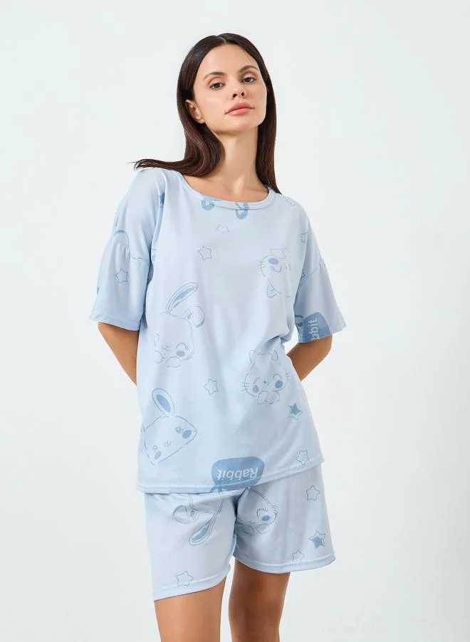 ستايلي Printed Tee&Shorts Pajama Short Sets
