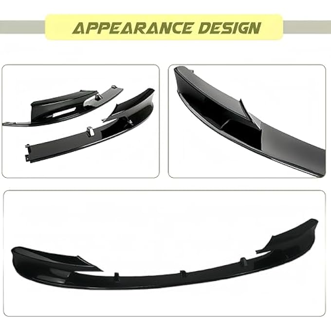 Oasiland Front Lip Splitter Compatible with 2012-2018 F30 F31 Base 3 Series (M Tech/M Sport Only), Glossy Black Bumper Air Dam Spoiler Lower Chin 2Pcs Fits for Sedan, Protection Body Part - Image 4