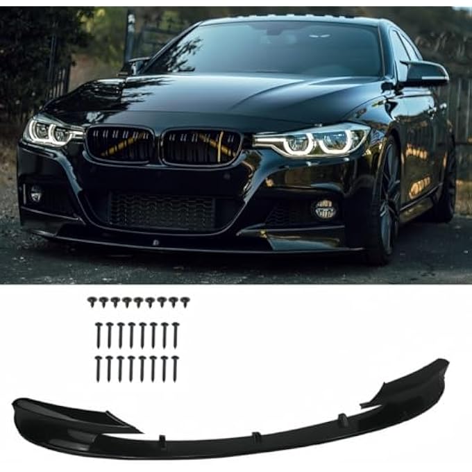 Oasiland Front Lip Splitter Compatible with 2012-2018 F30 F31 Base 3 Series (M Tech/M Sport Only), Glossy Black Bumper Air Dam Spoiler Lower Chin 2Pcs Fits for Sedan, Protection Body Part - Image 3
