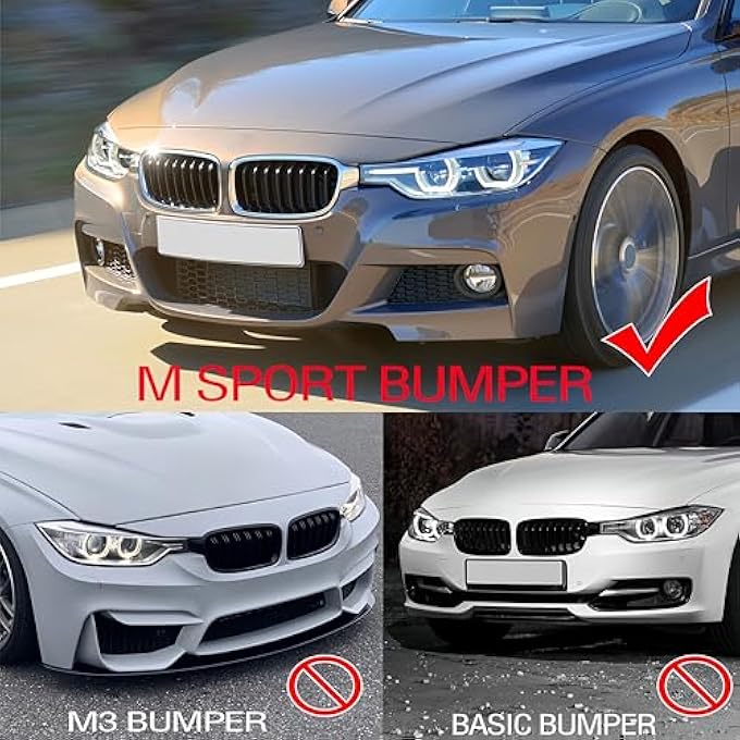 Oasiland Front Lip Splitter Compatible with 2012-2018 F30 F31 Base 3 Series (M Tech/M Sport Only), Glossy Black Bumper Air Dam Spoiler Lower Chin 2Pcs Fits for Sedan, Protection Body Part - Image 2