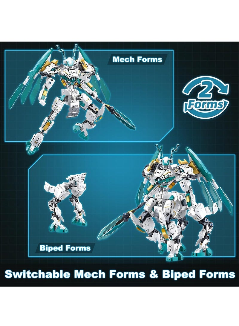 Zikra Dragon Transforming Mech Building Blocks Set, 2 in 1 Warrior City Action Robot Model Building Kit, 731 PCS Cool Rider Mech Toys, Collectible Mythical Gifts for Adults and Kid - Image 3