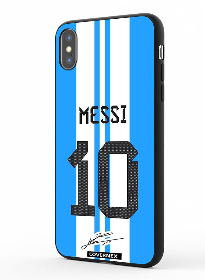Covernex Apple iPhone X Protective Case Cover Printed Featuring Lionel Messi National Team Jersy Design with Signature - Image 1