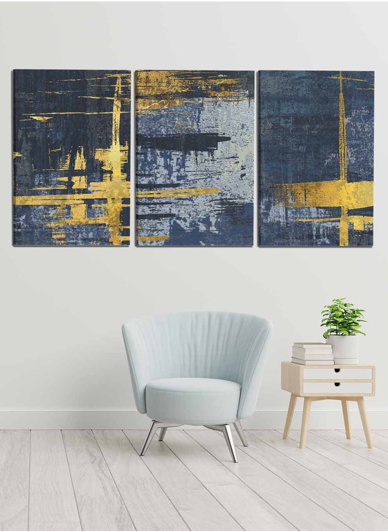 LOWHA Set Of 3 Framed Canvas Wall Arts Stretched Over Wooden Frame, Abstract Carpet Mural Art Paintings, For Home, Living Room, Office Decor  - Image 1
