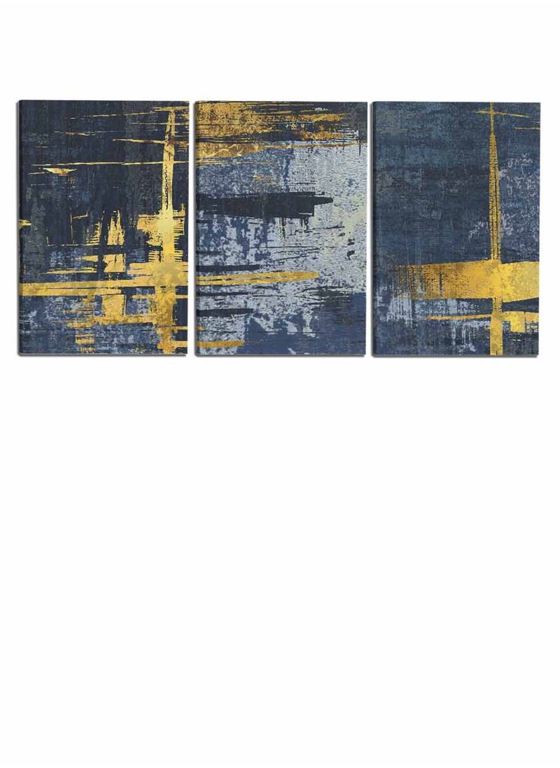 LOWHA Set Of 3 Framed Canvas Wall Arts Stretched Over Wooden Frame, Abstract Carpet Mural Art Paintings, For Home, Living Room, Office Decor  - Image 4