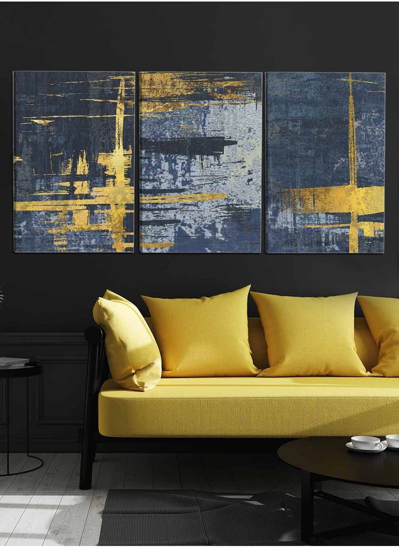 LOWHA Set Of 3 Framed Canvas Wall Arts Stretched Over Wooden Frame, Abstract Carpet Mural Art Paintings, For Home, Living Room, Office Decor  - Image 2