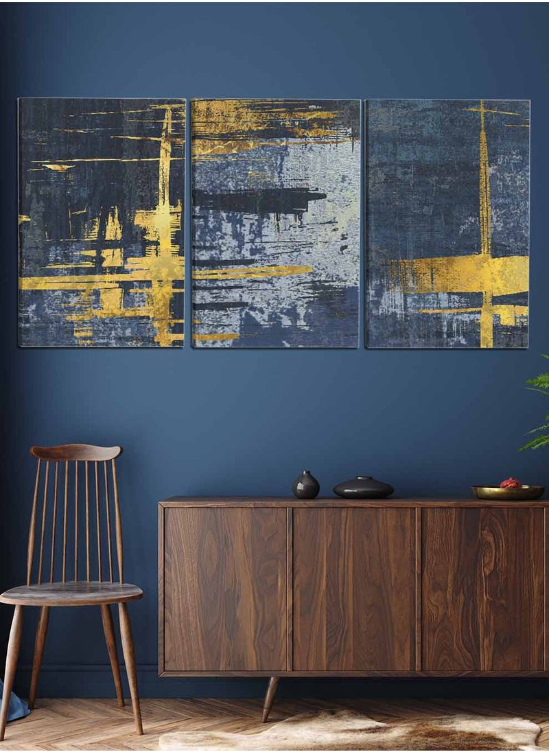 LOWHA Set Of 3 Framed Canvas Wall Arts Stretched Over Wooden Frame, Abstract Carpet Mural Art Paintings, For Home, Living Room, Office Decor  - Image 3