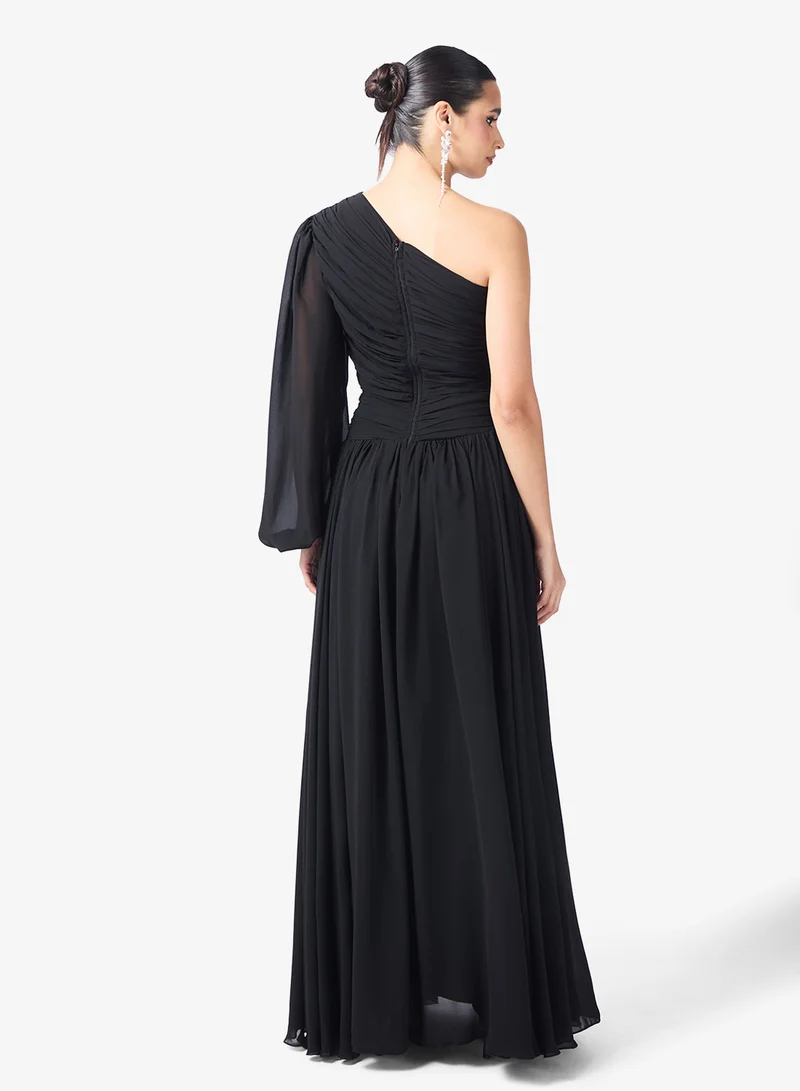 Namshi x One Shoulder Draped Dropwaist Dress
