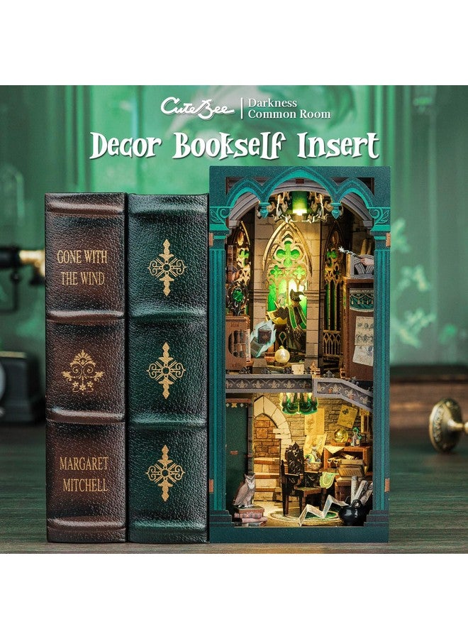 CUTEBEE Book Nook Kit - DIY Miniature House Dollhouse Kit for Adult and Teens, Booknook Bookshelf Decor Alley Model Build with LED Light, Gifts for Family and Friends (Darkness Common Room) - Image 2