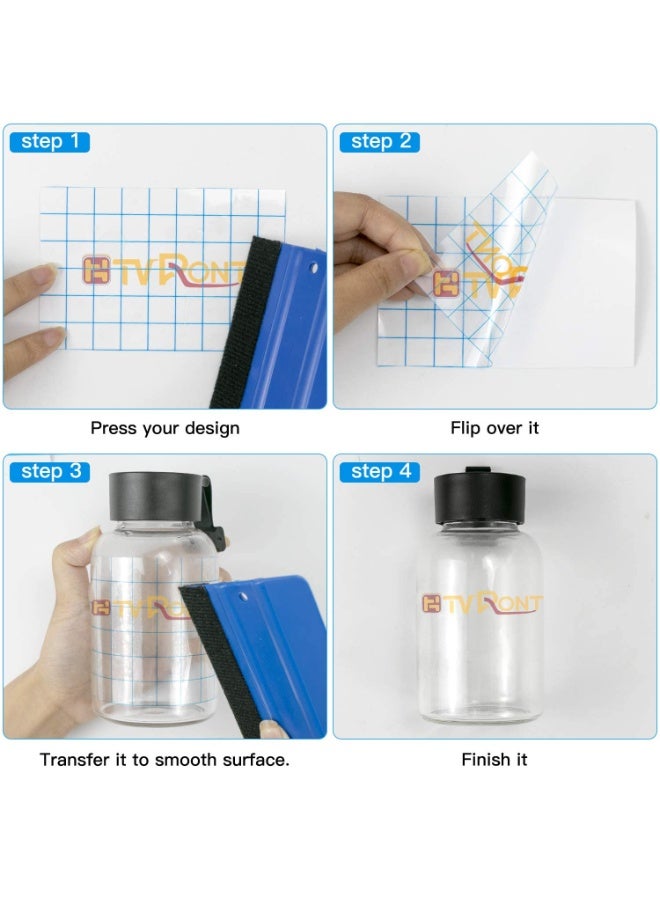 FDTY Transfer Tape for Vinyl - 12" x 16 Feet W/Blue Alignment Grid Medium Tack Clear Vinyl Transfer Tape for Cricut Cameo Self Adhesive Vinyl - Image 5