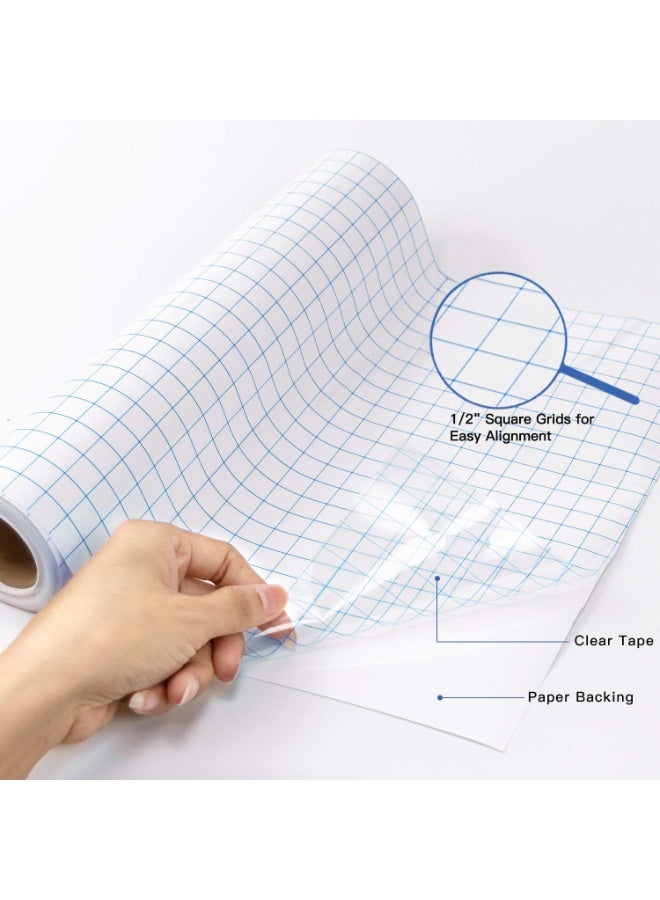 FDTY Transfer Tape for Vinyl - 12" x 16 Feet W/Blue Alignment Grid Medium Tack Clear Vinyl Transfer Tape for Cricut Cameo Self Adhesive Vinyl - Image 2