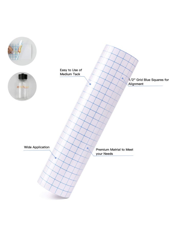 FDTY Transfer Tape for Vinyl - 12" x 16 Feet W/Blue Alignment Grid Medium Tack Clear Vinyl Transfer Tape for Cricut Cameo Self Adhesive Vinyl - Image 3
