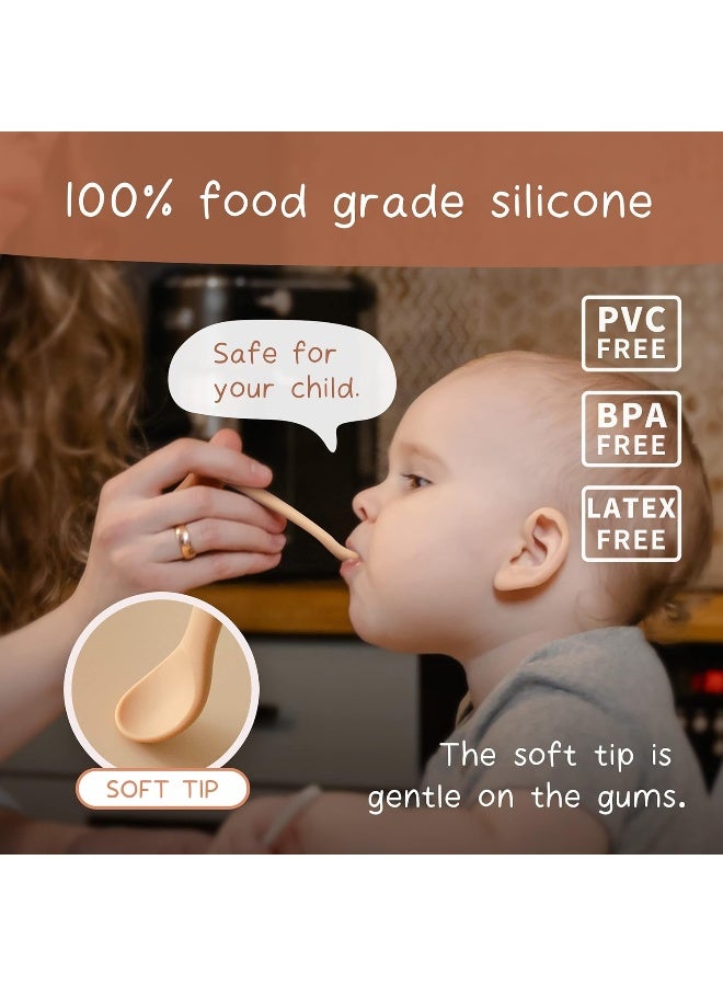 Moonkie Silicone Baby Spoons Set of 4, Two Sizes Feeding Spoon for First Stage 4+ Months, Baby Utensils with Case, Toddler Led Weaning Spoons, Bendable, Chewproof & Boil-proof - Image 4