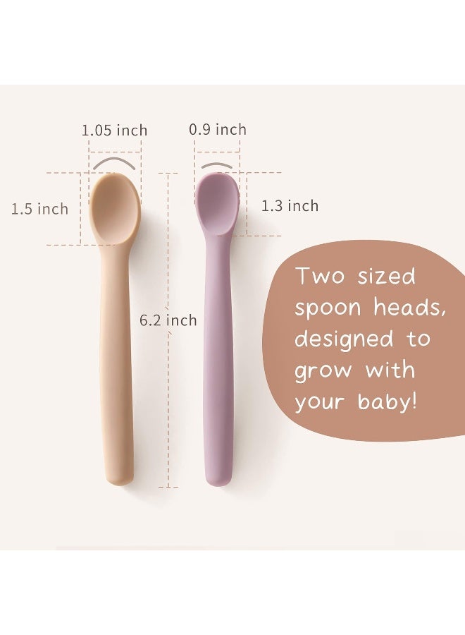 Moonkie Silicone Baby Spoons Set of 4, Two Sizes Feeding Spoon for First Stage 4+ Months, Baby Utensils with Case, Toddler Led Weaning Spoons, Bendable, Chewproof & Boil-proof - Image 2