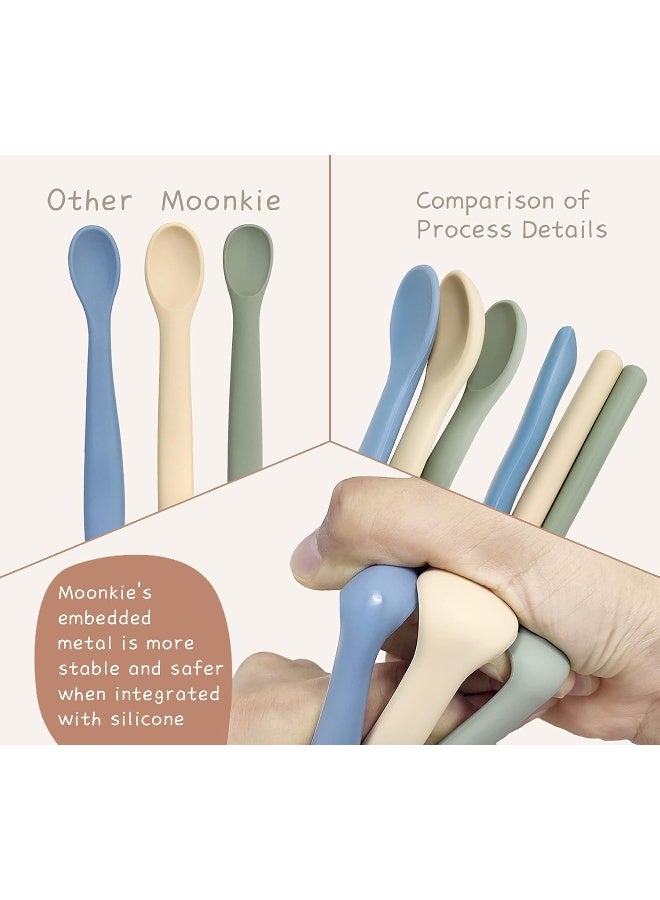 Moonkie Silicone Baby Spoons Set of 4, Two Sizes Feeding Spoon for First Stage 4+ Months, Baby Utensils with Case, Toddler Led Weaning Spoons, Bendable, Chewproof & Boil-proof - Image 5