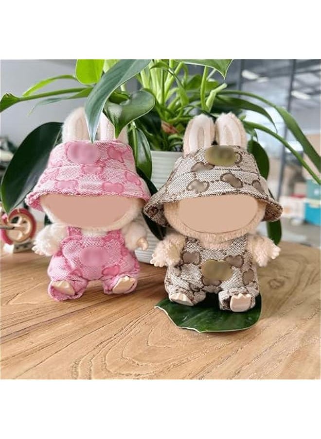 Arabest Labubu Clothing Set for 17cm Dolls - Cute Pink & Brown Outfits, Original Design, Keychain Included  - Image 3