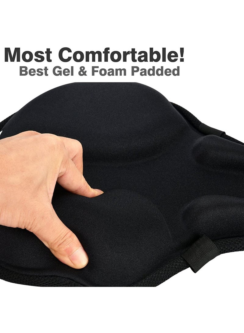 TerraLUX Wide Gel Bike Seat Cushion, Extra Soft Foam & Gel Padded Saddle Cover with Non-Slip Drawstring, Universal Comfort Seat for Spin Stationary Cruiser Indoor Cycling Bikes – 11.4 x 10.2 x 2.8 inches - Image 3