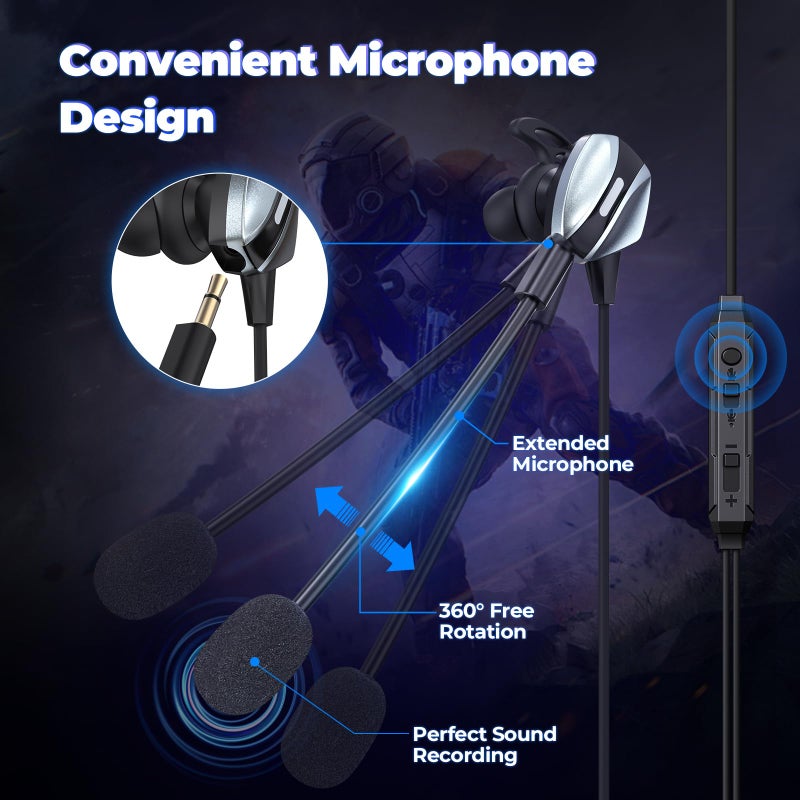 VersionTECH. Wired Gaming Earbuds with Mic, in-Ear Gaming Earphones with Dual Audio Drivers, in-Line Controls, HiFi Noise Cancelling Headphones for PC, Nintendo Switch, Xbox Series X|S, PS5, PS4 - Image 4