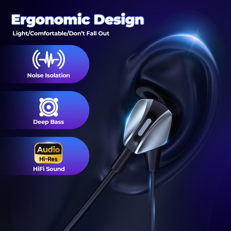 VersionTECH. Wired Gaming Earbuds with Mic, in-Ear Gaming Earphones with Dual Audio Drivers, in-Line Controls, HiFi Noise Cancelling Headphones for PC, Nintendo Switch, Xbox Series X|S, PS5, PS4 - Image 3