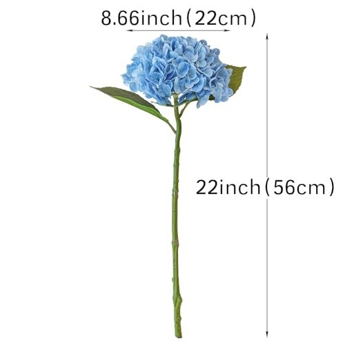 DUYONE 3PCS 22 inch Realistic Artificial Hydrangea Large Real Touch Flowers Artificial Flowers Dry Flowers Outdoor Wedding Christmas Office Family Party Living Room Table Decoration (Blue) - Image 2