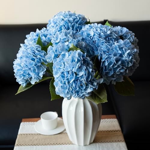 DUYONE 3PCS 22 inch Realistic Artificial Hydrangea Large Real Touch Flowers Artificial Flowers Dry Flowers Outdoor Wedding Christmas Office Family Party Living Room Table Decoration (Blue) - Image 3