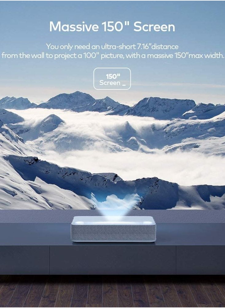 VAVA - 4K Projector Ultra-Short Throw Smart Laser TV 2500 Lumens 150-inch White - Image 1