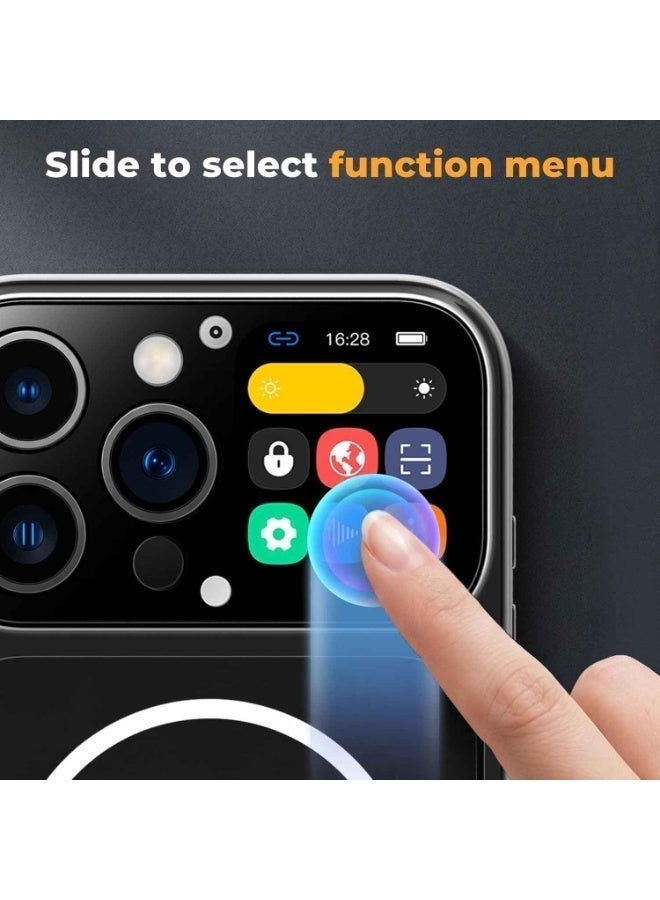 Phone Case for iphone 16 Pro Max Case With 1.85 Inch Smart Display,New Tech Rechargeable and Syncs With Phone Photography, Music, Weather, Clock, Message, Clear Shock Proof Non Slip (Black) - Image 2