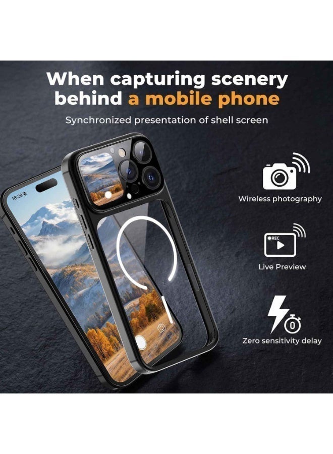 Phone Case for iphone 16 Pro Max Case With 1.85 Inch Smart Display,New Tech Rechargeable and Syncs With Phone Photography, Music, Weather, Clock, Message, Clear Shock Proof Non Slip (Black) - Image 3