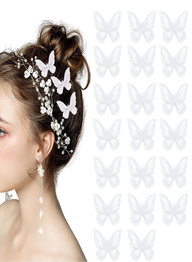 TecoKart® Butterfly Hair Clip Set for Women, 20pcs Embroidered Butterfly Clips for Hair, Elegant Hair Accessories for Woman Wedding, Lightweight Butterfly Clips for Daily & Party Styling - Image 1