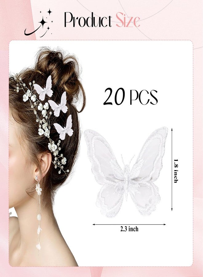 TecoKart® Butterfly Hair Clip Set for Women, 20pcs Embroidered Butterfly Clips for Hair, Elegant Hair Accessories for Woman Wedding, Lightweight Butterfly Clips for Daily & Party Styling - Image 2
