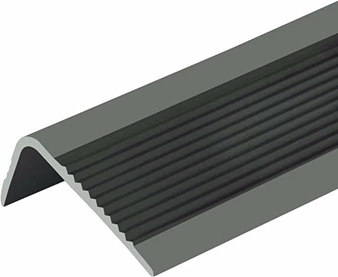 Delzon Rubberwood Stair Nosing Non-Slip Self Adhesive Stair Edge Protector 39 Inch L-Shaped Stair Edging Trim for Outdoor Indoor Staircases Treads (Black) - Image 1