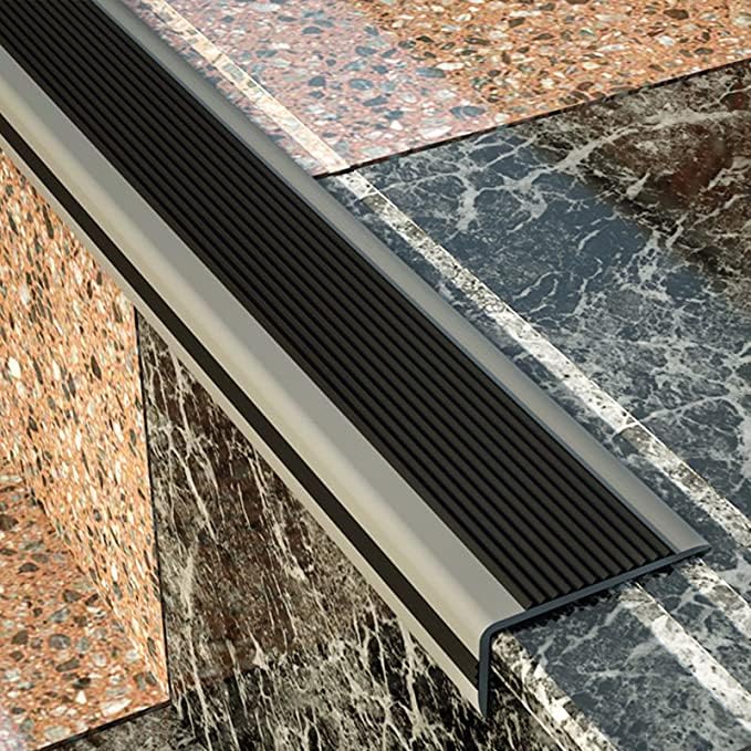 Delzon Rubberwood Stair Nosing Non-Slip Self Adhesive Stair Edge Protector 39 Inch L-Shaped Stair Edging Trim for Outdoor Indoor Staircases Treads (Black) - Image 3