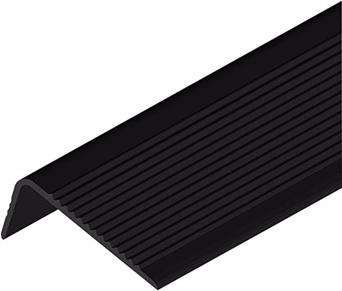 Delzon Rubberwood Stair Nosing Non-Slip Self Adhesive Stair Edge Protector 39 Inch L-Shaped Stair Edging Trim for Outdoor Indoor Staircases Treads (Black) - Image 2