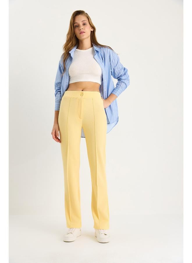 Ginger Mid Rise Seam Detail Straight Fit Pants - Image 1