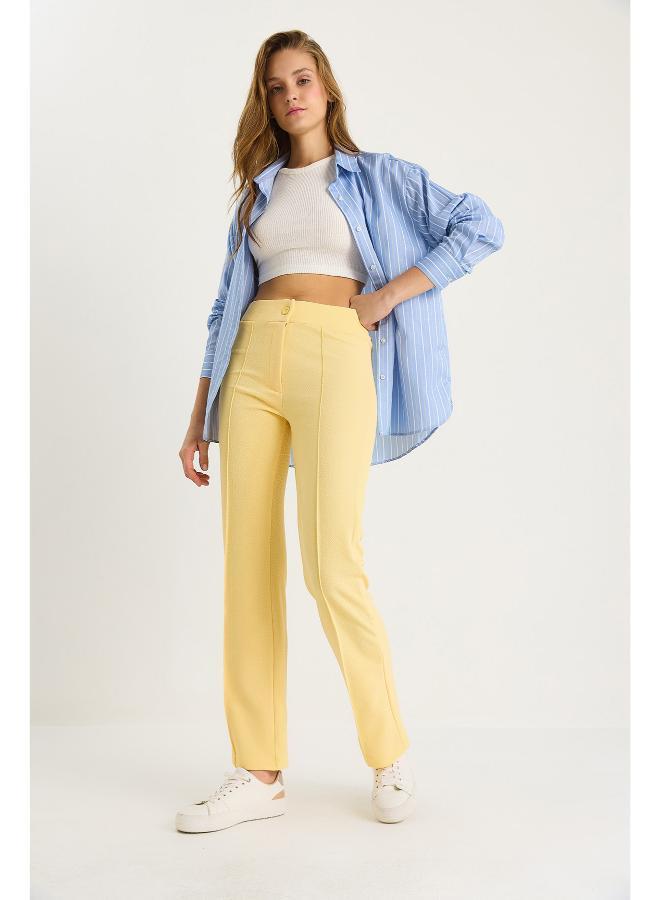 Ginger Mid Rise Seam Detail Straight Fit Pants - Image 3