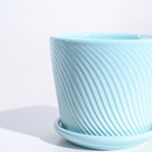 UGAOO Spiro Ceramic Pot for Indoor Plants (4 Inch, Cadet Blue) - Image 3