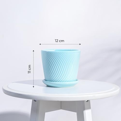 UGAOO Spiro Ceramic Pot for Indoor Plants (4 Inch, Cadet Blue) - Image 5